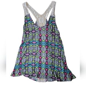 Rue 21 Boho Racerback Tank Top With Crochet Lace Detailing Size M